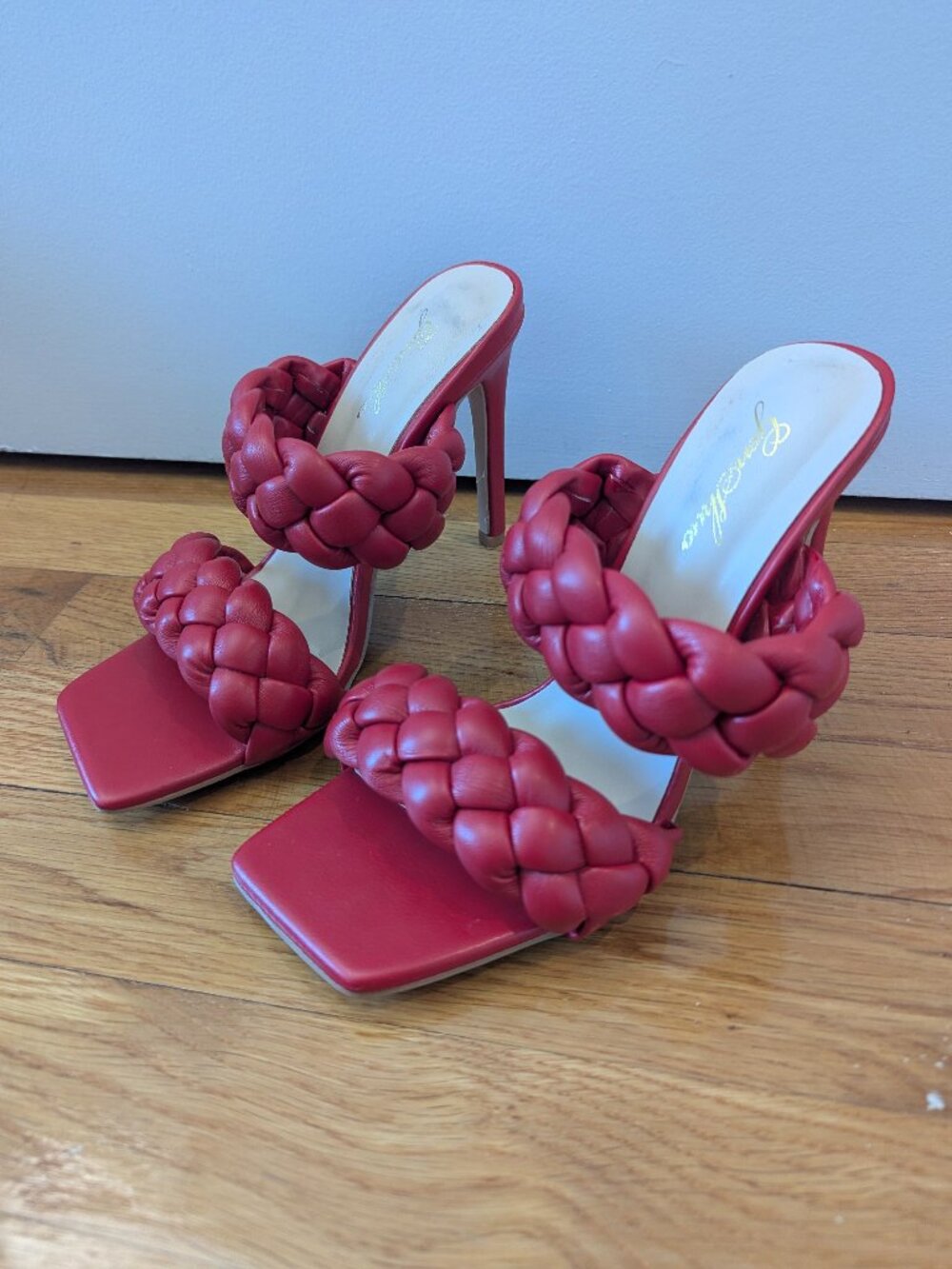 Red Braided Stiletto Heels, Size 7